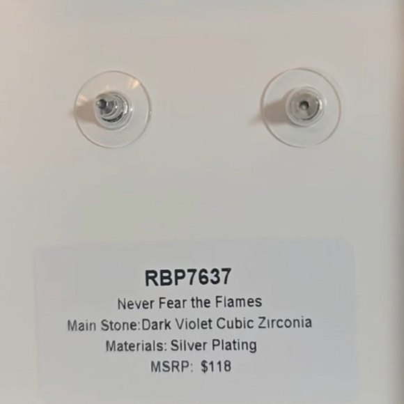 Bomb Party Earrings Never Fear The Flames Violet Cubic Zirconia Silver Plating‎ - Picture 6 of 7